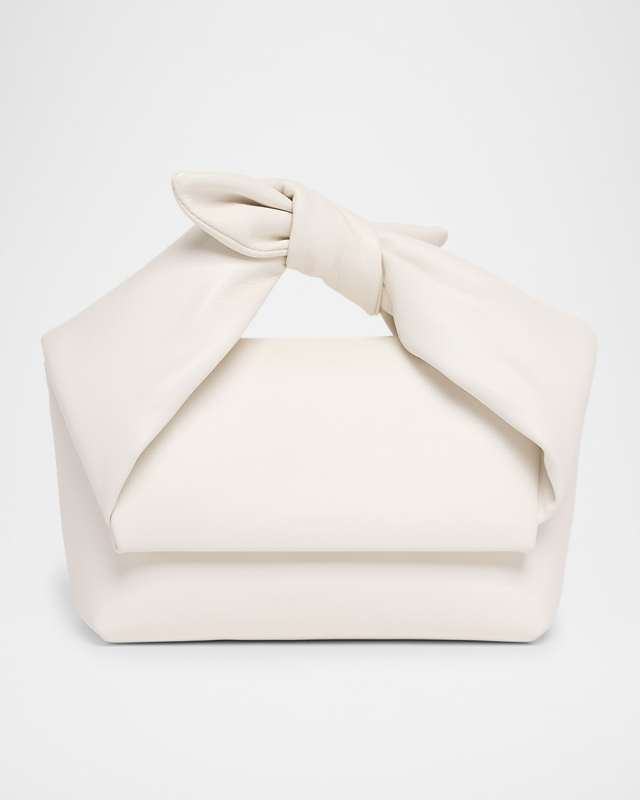 Twister Midi Bow Leather Top-Handle Bag